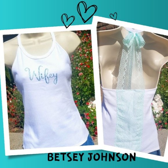 Betsey Johnson Tops - Betsey Johnson WIFEY Bling Racerback Top XS
